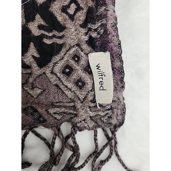 Wilfred Tribal Pattern Wool Blend Scarf Shawl Wrap Boho Fringe Black & Tan Warm - Picture 2 of 7